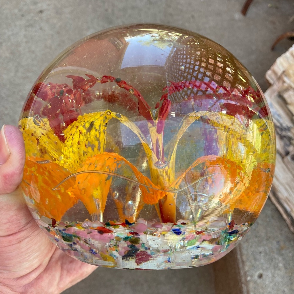 Colorful Huge Magnum Glass Sphere Paperweight with Stand - Picture 5 of 15
